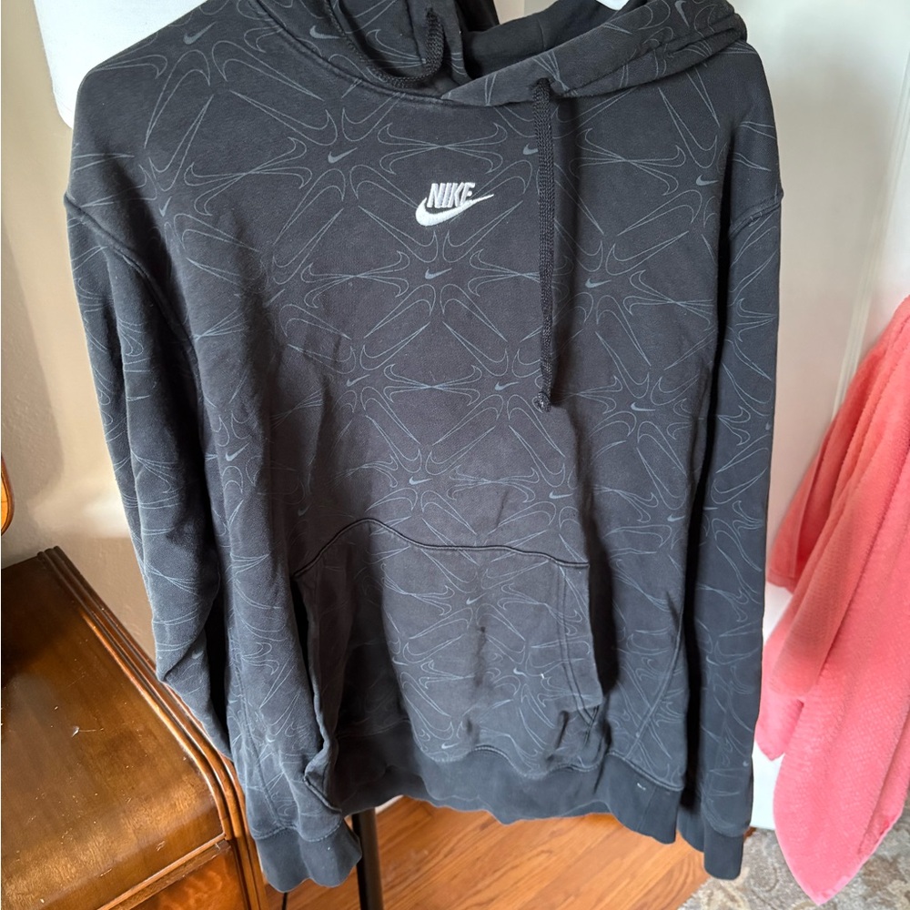 Nike Men's Charcoal Patterned Hoodie